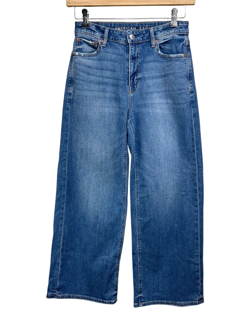 American Eagle Super High Rise Baggy Wide Leg Jeans Womens 2 Short